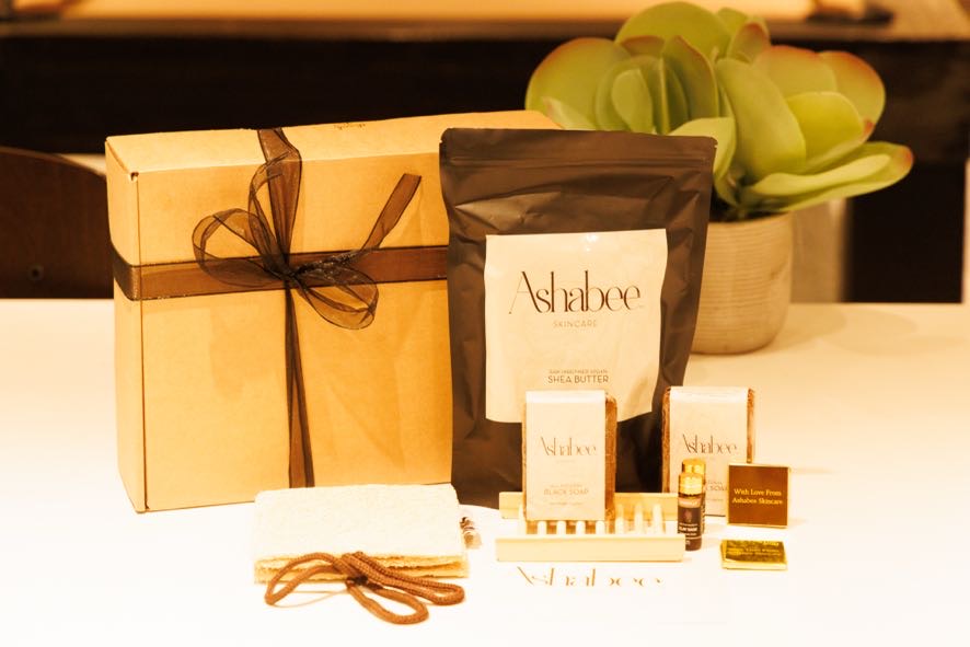 The box and products in evening light