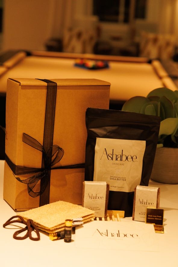 The box on a table indoors, warmly lit